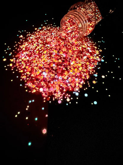 Paradise Pink - Pink Orange Glow Custom Mixed Chunky Glitter  2-2