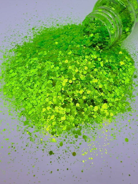 Paranormal 2- Neon Green Chunky Mixed Glitter  8-3
