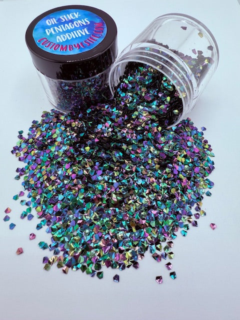 Oil Slick Multi Color Pentagons 10-10