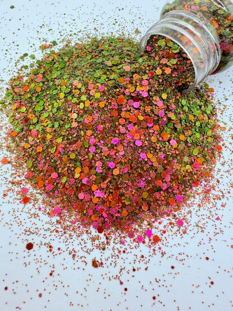 Candy Apple- Green Pink Orange Color Shift Pearl Shimmer Chunky Mixed Glitter