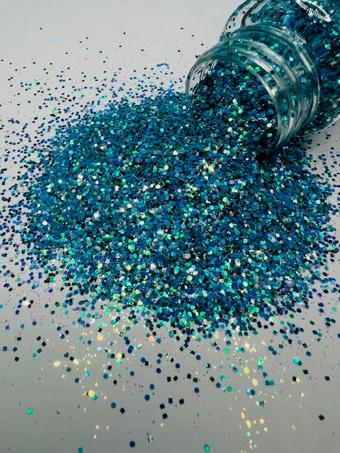 Maya Bay- Blue Turquoise Mirrored Mini Chunky Custom Mixed Glitter 5-4