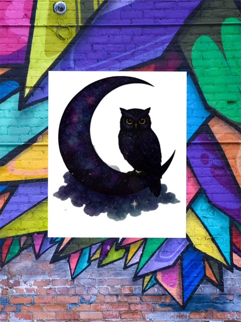 580. Dark Owl Moon Decal