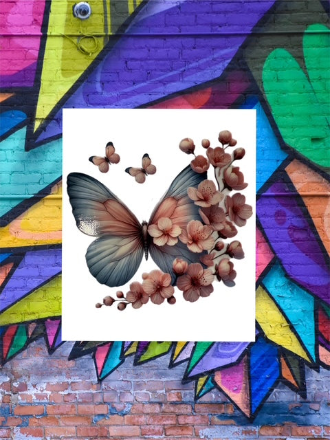 581. Pink and Grey Butterfly Decal