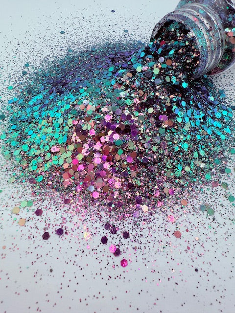 Phantom- Teal Pink Color Shift Chunky Mixed Glitter