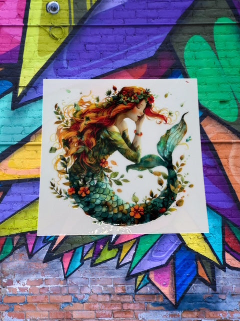 420. Red Hair Mermaid Decal