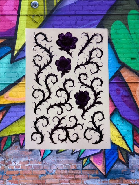 153. Black and Dark Purple Vine Floral Decal