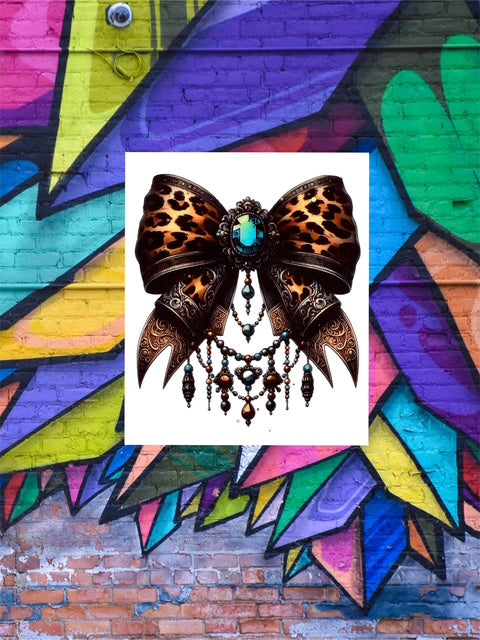 607. Leopard Bow Decal