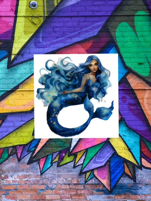 442. Blue Mermaid Girl Decal