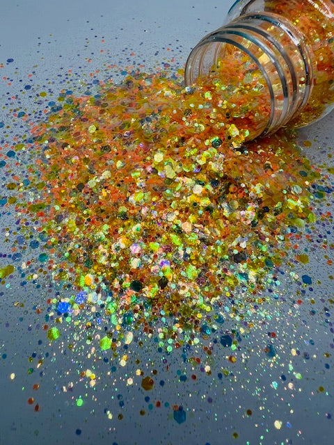Dilly Dally- Yellow and Orange Color Shift Custom Mixed Glitter 5-10