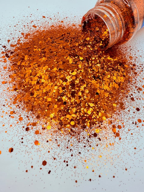 Davie 2- Burnt Orange Chunky Mixed Glitter