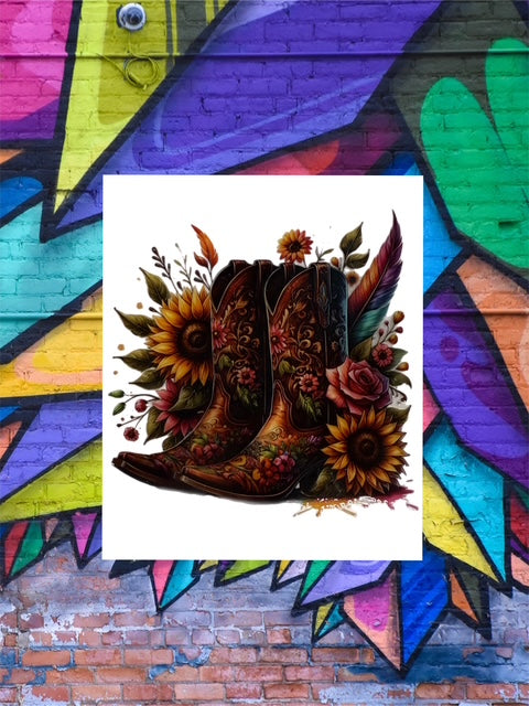 608. Boots Floral Decal