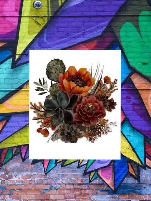608.Rustic Floral Decal