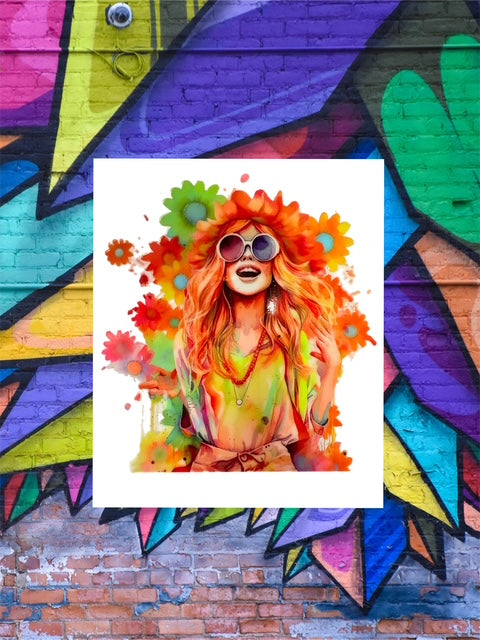 416.  Hippie Girl Decal