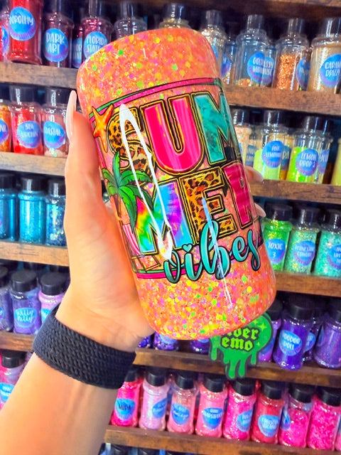 12oz Skinny Koozie- Summer Vibes