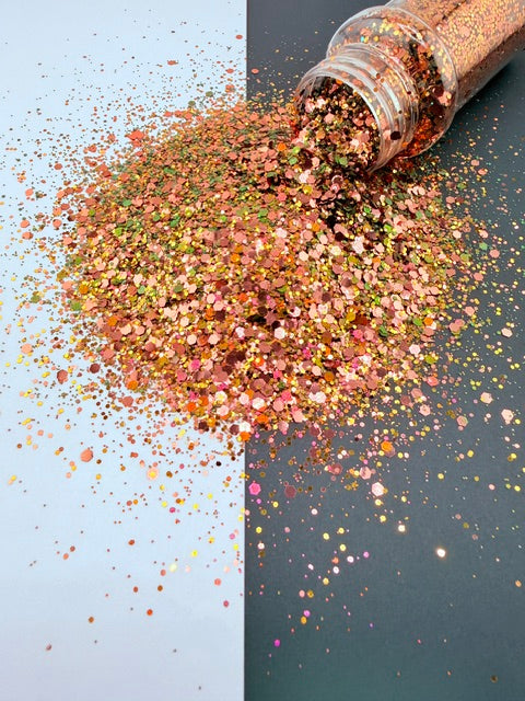Enchanted Orchard- Rose Gold Pink Green Gold Color Shift Custom Mixed Glitter 6-4