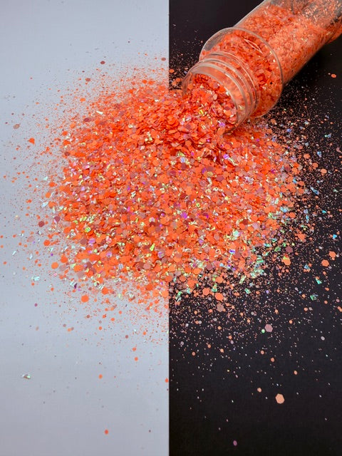 Coral Chaos- Neon Coral with Color Shift Flake Custom Mixed Chunky Glitter 11-10