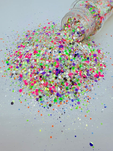 Neon Dancer - Pink Purple Green Mirror White Chunky Mixed Glitter 11-4