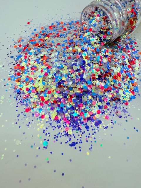 Stage Lights - Blue Silver Pink Textured Mirror Custom Mixed Chunky Glitter 11-4
