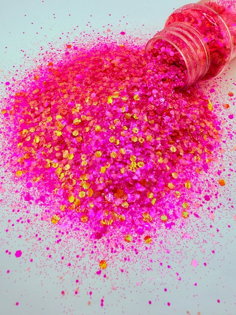 Mira - Hot Pink Coral Textured Custom Mixed Chunky Glitter 11-4
