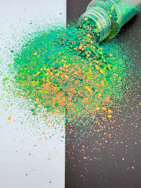 Jungle Gemini- Green Color Shift Chunky Mixed Glitter