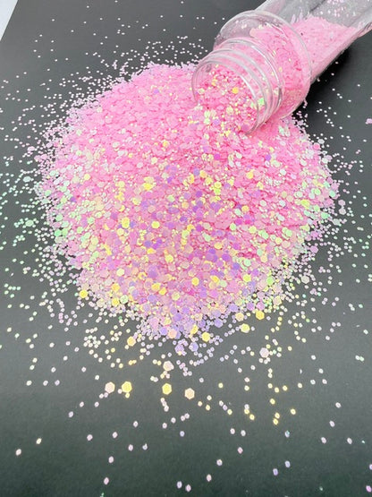 Painted Petal- Pink Color Shift Chunk Mixed Glow Glitter