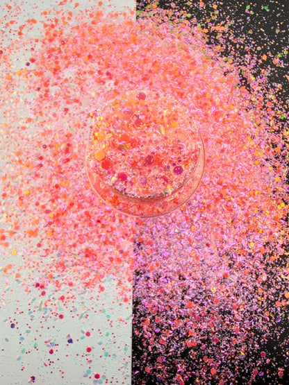 Sweet Talker- Pink Iridescent Bubble Glitter Glow Chunky Mix 2-7