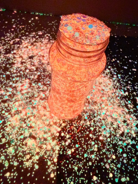 Sweet Talker- Pink Iridescent Bubble Glitter Glow Chunky Mix 2-7