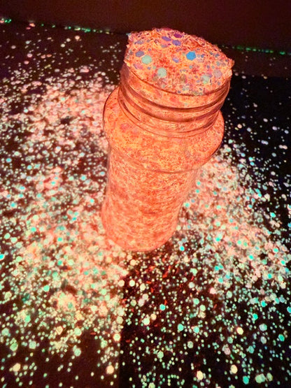 Sweet Talker- Pink Iridescent Bubble Glitter Glow Chunky Mix 2-7