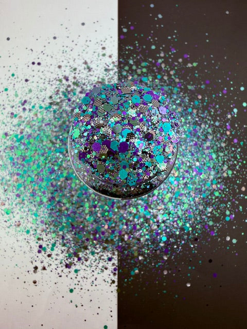Graveyard Gossip- Purple Green Gray Textured Chunky Custom Mixed Glitter 5-1