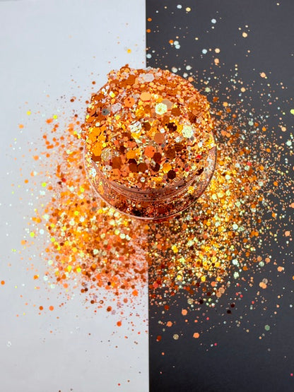 Sparkle Harvest- Orange Pink Silver Color Shift Chunky Custom Mixed Glitter 14-1