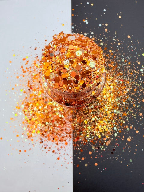 Sparkle Harvest- Orange Pink Silver Color Shift Chunky Custom Mixed Glitter 14-1
