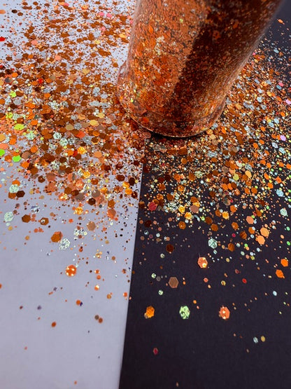 Sparkle Harvest- Orange Pink Silver Color Shift Chunky Custom Mixed Glitter 14-1