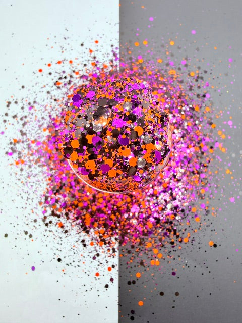 October Obsession- Black Orange Purple Chunky Mixed Glitter 8-9