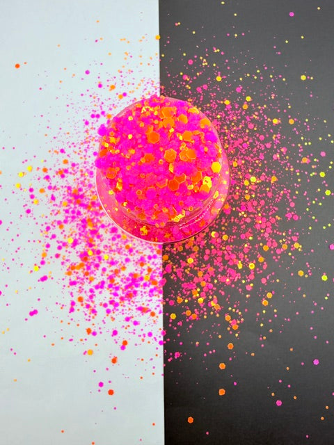 Pumpkin Kiss- Hot Pink and Orange Custom Mixed Glow Glitter 11-1