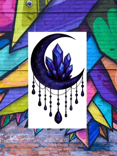 13. Blue Galaxy Moon and Crystal Decal