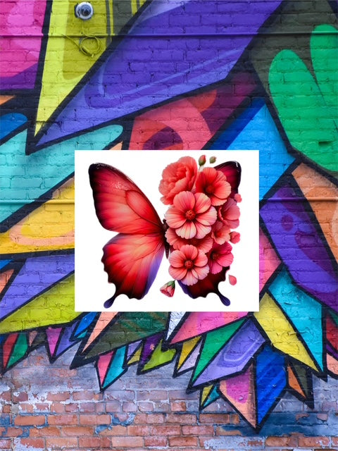 449. Pink Floral Butterfly Decal