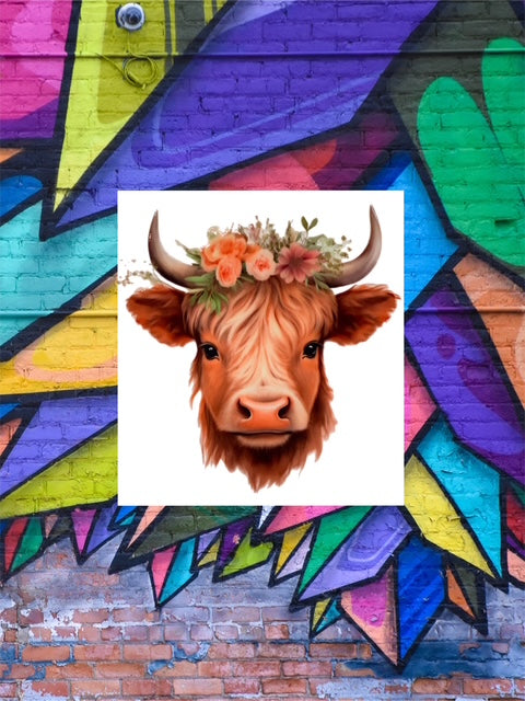 458. Floral Cow Decal