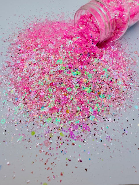 Bloomie - Iridescent Pink Flower Mixed Glitter 4-9
