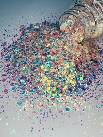 Dabby- Mixed Mirror Pink Peach Glow in the Dark Glitter 1-7
