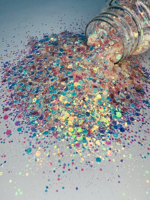 Dabby- Mixed Mirror Pink Peach Glow in the Dark Glitter 1-7