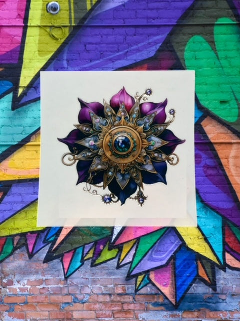 86. Steampunk Purple Flower Decal