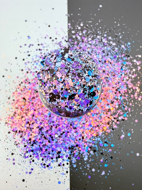 Cotton Candy Cobwebs- Black Pink Purple Blue Color Shift Textured Chunky Custom Mixed Glitter