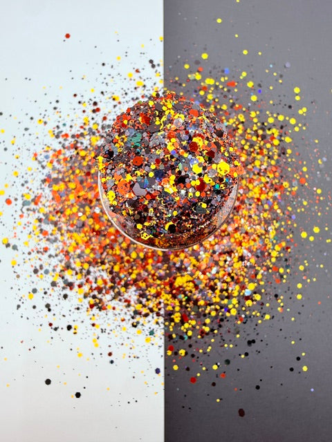 Hogwarts- Black Orange Yellow Holographic Chunky Mixed Glitter