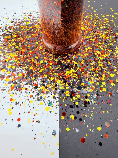 Hogwarts- Black Orange Yellow Holographic Chunky Mixed Glitter 5-3