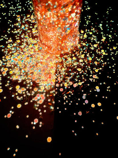 Bewitched- Pink and Orange Color Shift Glow Chunky Mixed Bubble Glitter 13-5