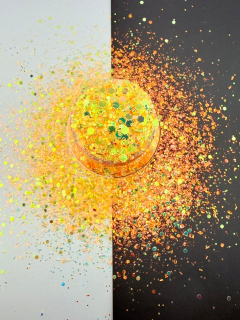 Tangerine Terror- Orange Glow Bubble Chunky Mixed Glitter