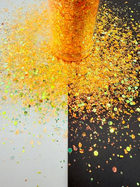 Tangerine Terror- Orange Glow Bubble Chunky Mixed Glitter
