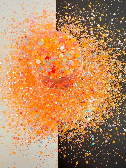 Sugar Skull- Orange Pink Silver Color Shift Glow Custom Mixed Chunky Glitter 1-9