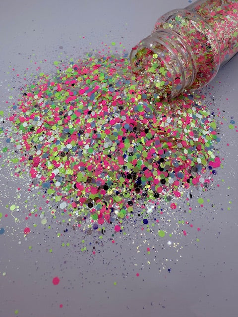 Miami- Pink Yellow Blue & Mirror Chunky Mixed Glitter 11-3