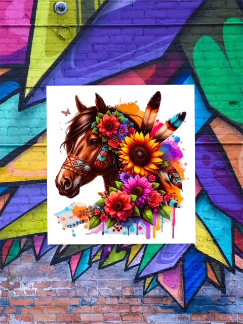 447. Floral Horse Decal